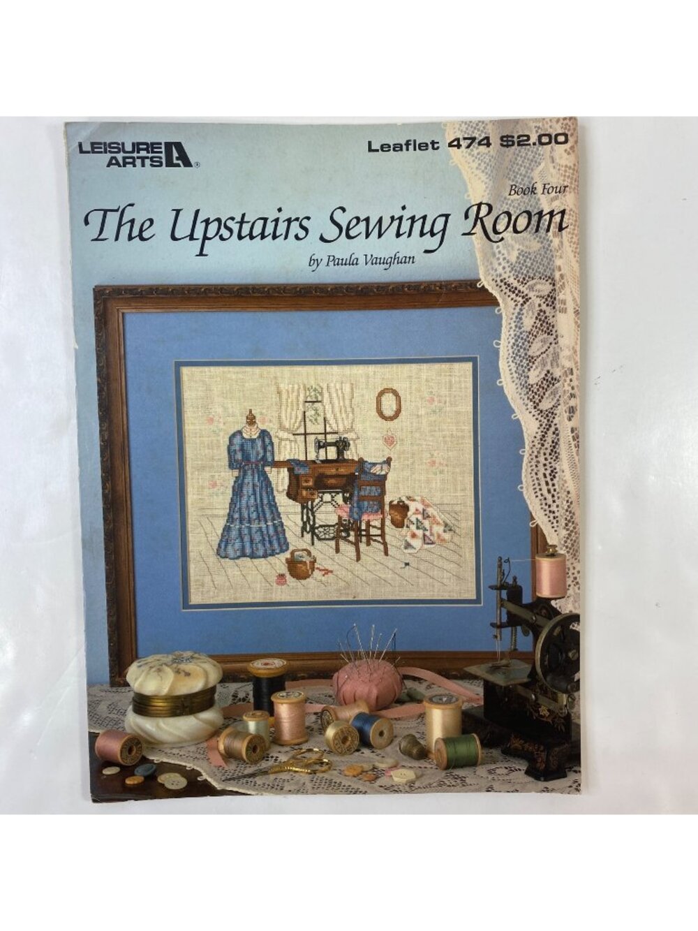 Vintage Leisure Arts Cross-Stitch Books "The Upstairs Sewing Room" Paula Vaughan